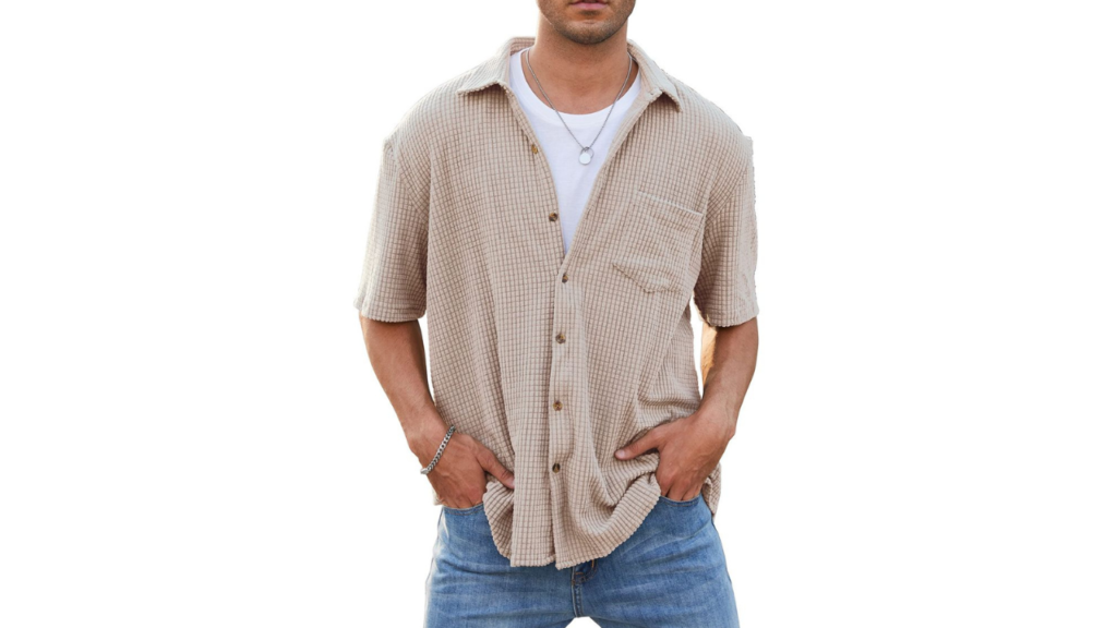 Image of Button-down shirts which can be a good option for hiding gynecomastia.